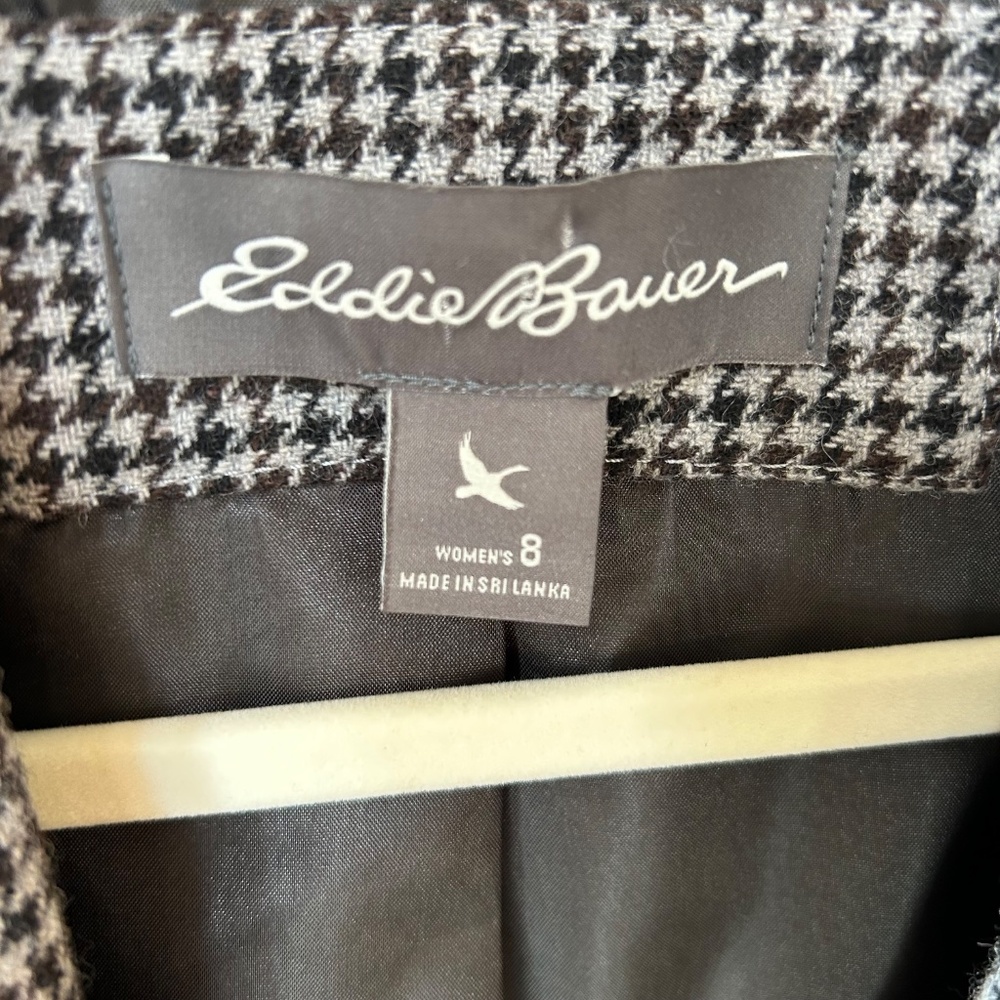 Eddie Bauer Blazer Jacket Wool Blend Houndstooth Button Pockets Women's Size 8 - Picture 3 of 9